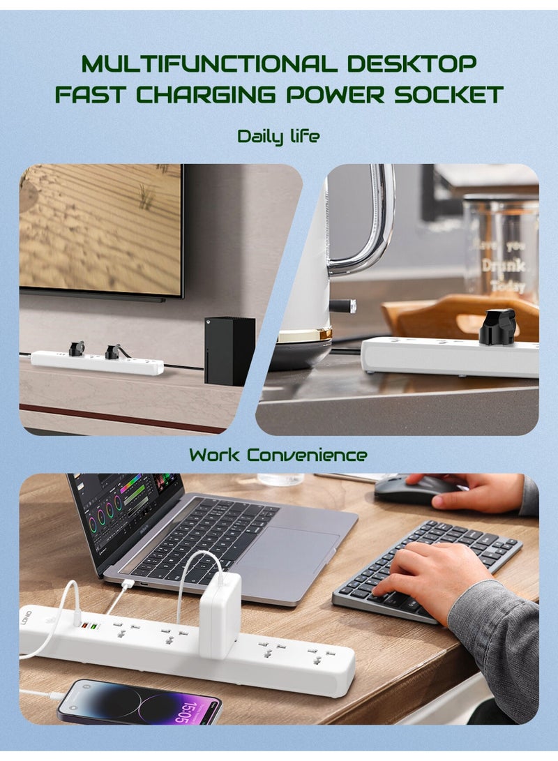 لدنيو مشترك كهرباء LDNIO SC5319 مع منافذ USB للشحن، 4 مخارج عالمية، كابل تمديد 2 متر، محول ومقبس سفر - Image 5